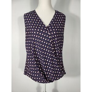 Carolina Belle Sleeveless Blouse Geometric Print V-Neck Top Size M